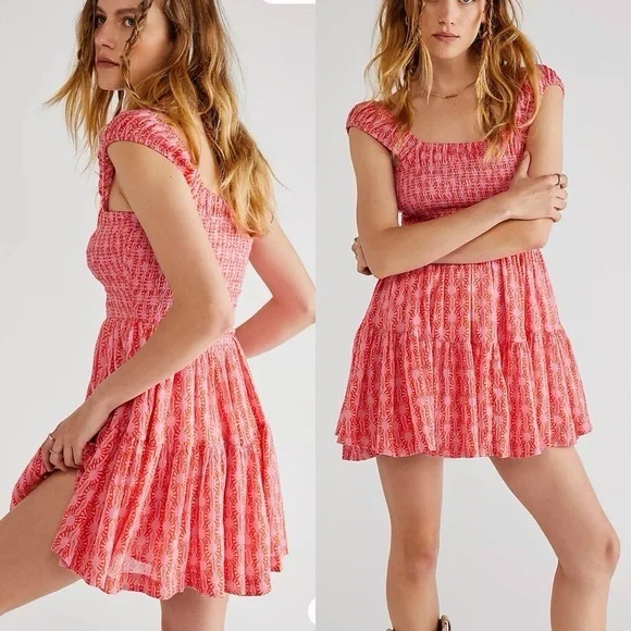 Free People Annie mini Sleeveless Smocked Dress- small - Picture 1 of 7